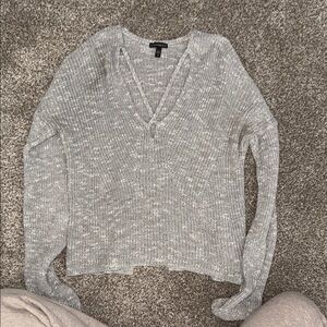 Express Gray V-Neck Sweater